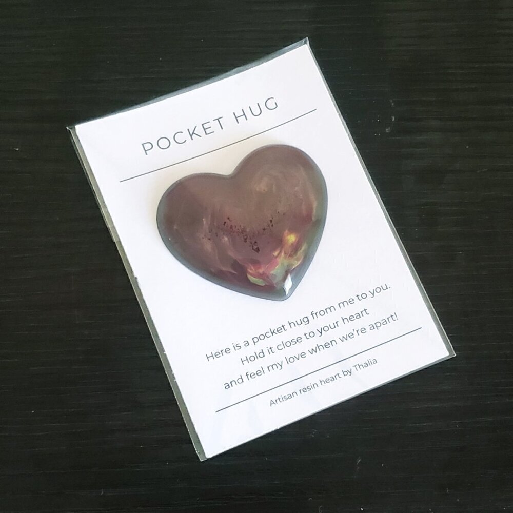 Handcrafted Artisan Resin Heart Pocket Hug - Picture 3 of 3